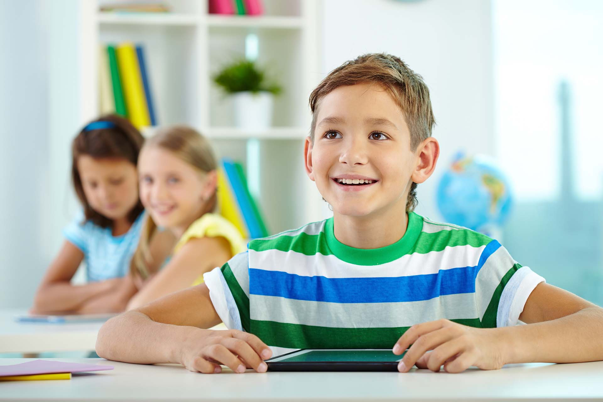 Schoolboy at lesson